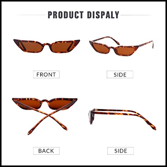 Retro Cat Eye Sunglasses Narrow Skinny Frame UV Protection